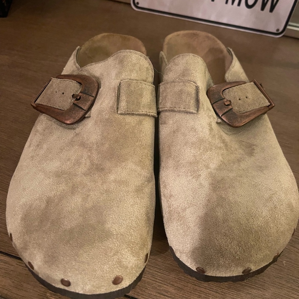 Madden Girl Suede Big Buckle Clog Shoes